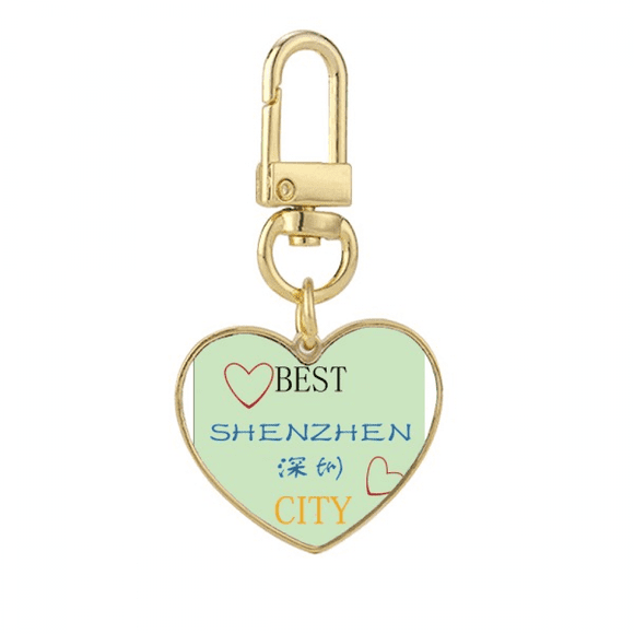 Shenzhen Sign Art Deco Fashion Gold Heart Keychain Metal Keyring Holder
