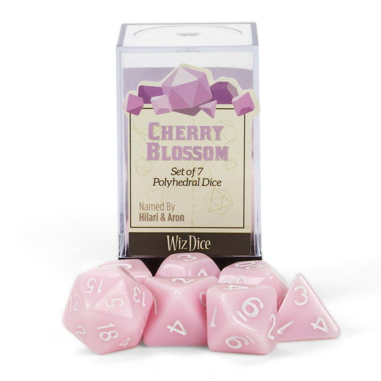 Wiz Dice Cherry Blossom Set of 7 Polyhedral Dice in Display Case
