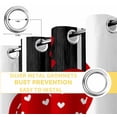 thumbnail image 4 of Valentine's Day Blackout Curtains for Bedroom, Red Love Hearts Romantic Black Striped Thermal Insulated Kitchen Drapes with Grommets, Light Blocking Window Treatment, 2 Panels 42" x 63", 4 of 7