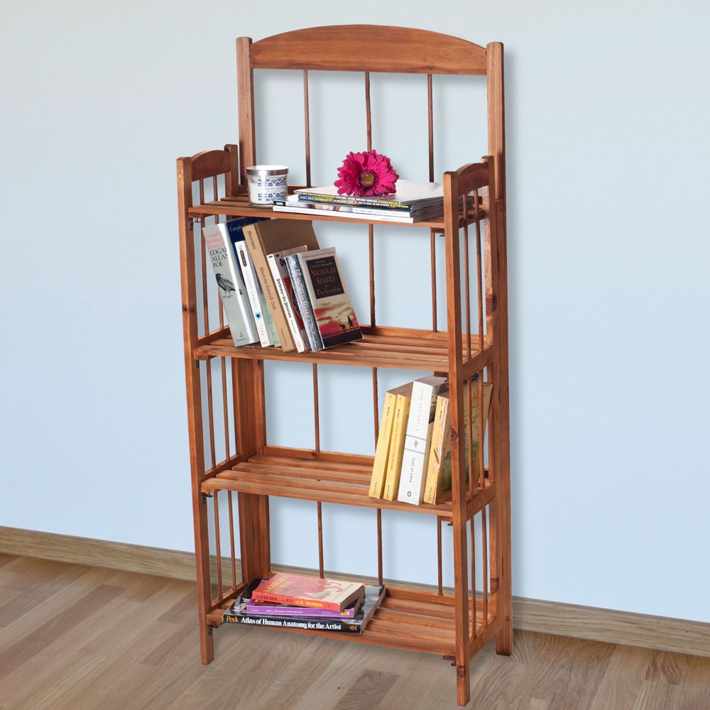 Four Tiered Shelf Light Solid Wood Bookcase 4' by Lavish Home