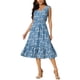 thumbnail image 4 of INSPIRAR CHIC Vestido de verano bohemio para mujer, vestido midi casual con escote en V y estampado floral, azul XL, 4 of 6