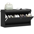 thumbnail image 1 of HOMCOM Banc à Chaussures avec Tiroir Rabattable, Coussin, 8 Paires pour Entrée Noir, 1 of 10