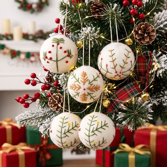 Kdkad Christmas Ball Ornaments, Cute Cottons Hanging Christmas Balls for Christmas Decorations, 2.2 In Hand Sewing Christmas Ornaments for Xmas Tree Garland Mantel