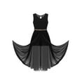 thumbnail image 3 of DPOIS Big Girls Junior V Neck Chiffon Long Party Wedding Prom Romper Gown Flower Girls Dress Black 4, 3 of 7