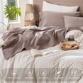 thumbnail image 5 of MooMee 100% Washed Cotton Sheet Set King Linen Like Textured Breathable Durable Soft Comfy 4pcs (Mauve Brown), 5 of 6