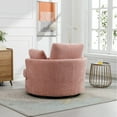 thumbnail image 4 of 42.2"W Oversized Swivel Chair with Half Moon Storage Ottoman, Chenille Swivel Barrel Chair, Comfy Round Swivel, Modern Upholstered Single Sofa Armchair for Nursery,LivingRoom,Bedroom, Pink, 4 of 8