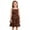 r-97Brown37, variant on MEZZALL Dresses Polka Big Girls Waist Tie Strap Summer Dress For Teen Girls Birthday Short Sleeve Crew Neck Solid Color Child Party Sundress