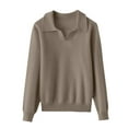 thumbnail image 6 of Lumtrix Women's 2026 V Neck Sweater Long Sleeve Fashion Knitted Pullover Fall Sweaters Tops Loose Collared Shirt Camel 2XL, 6 of 6