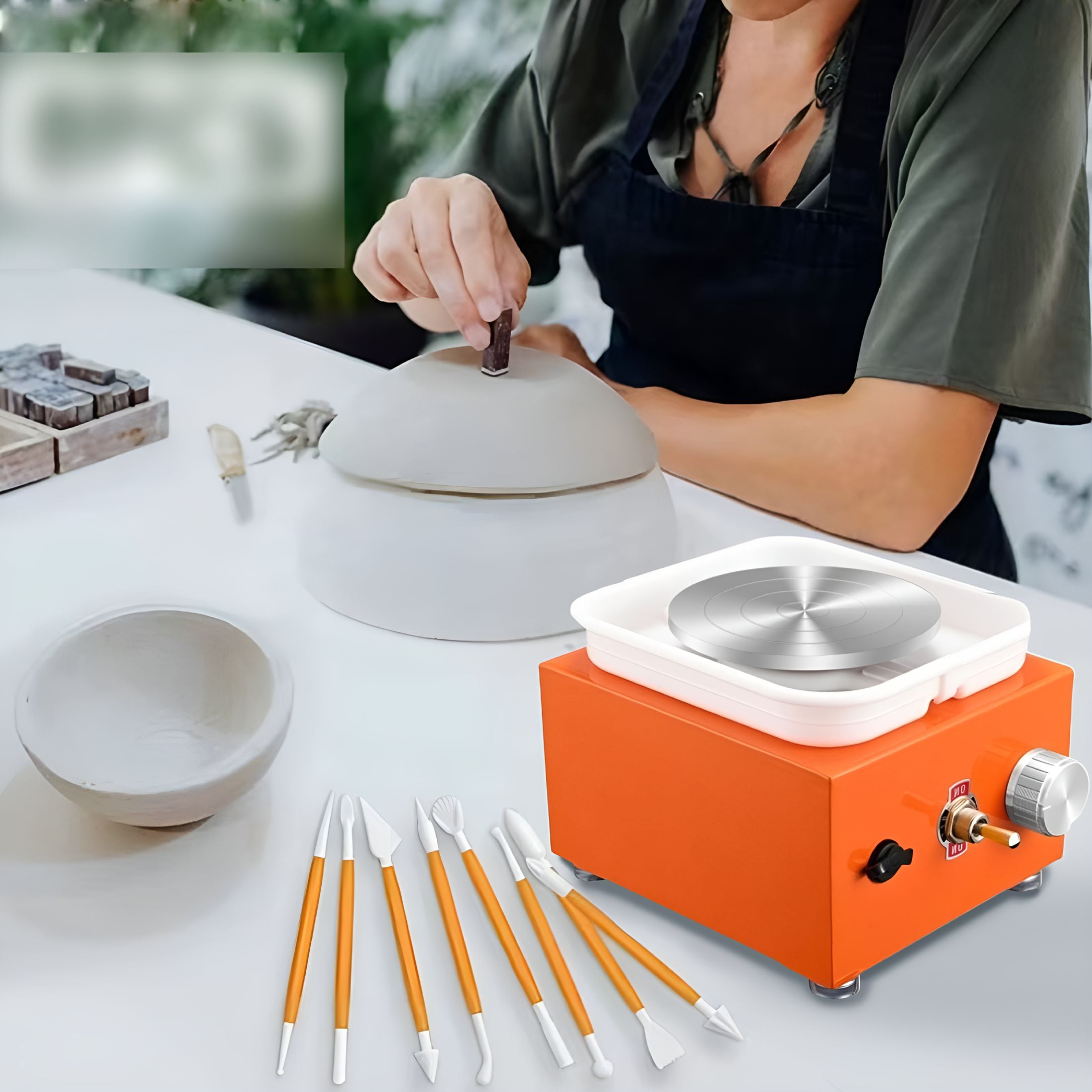 ACDANC 2026 New Large Electric Pottery Wheel Forming Machine Ceramic Clay Wheel with Foot Pedal Detachable Basin for Pottery,Ceramics,Diy Crafts,Art Projects Diy Tools for Adults Beginners Blue
