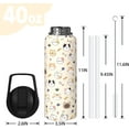 thumbnail image 2 of 40oz Cats Water Bottles with Flip Straw & Spout Lid, Double Wall Stainless Steel Travel Sport Bottle, Cream Gym Gifts for Women Men (1PC), 2 of 6