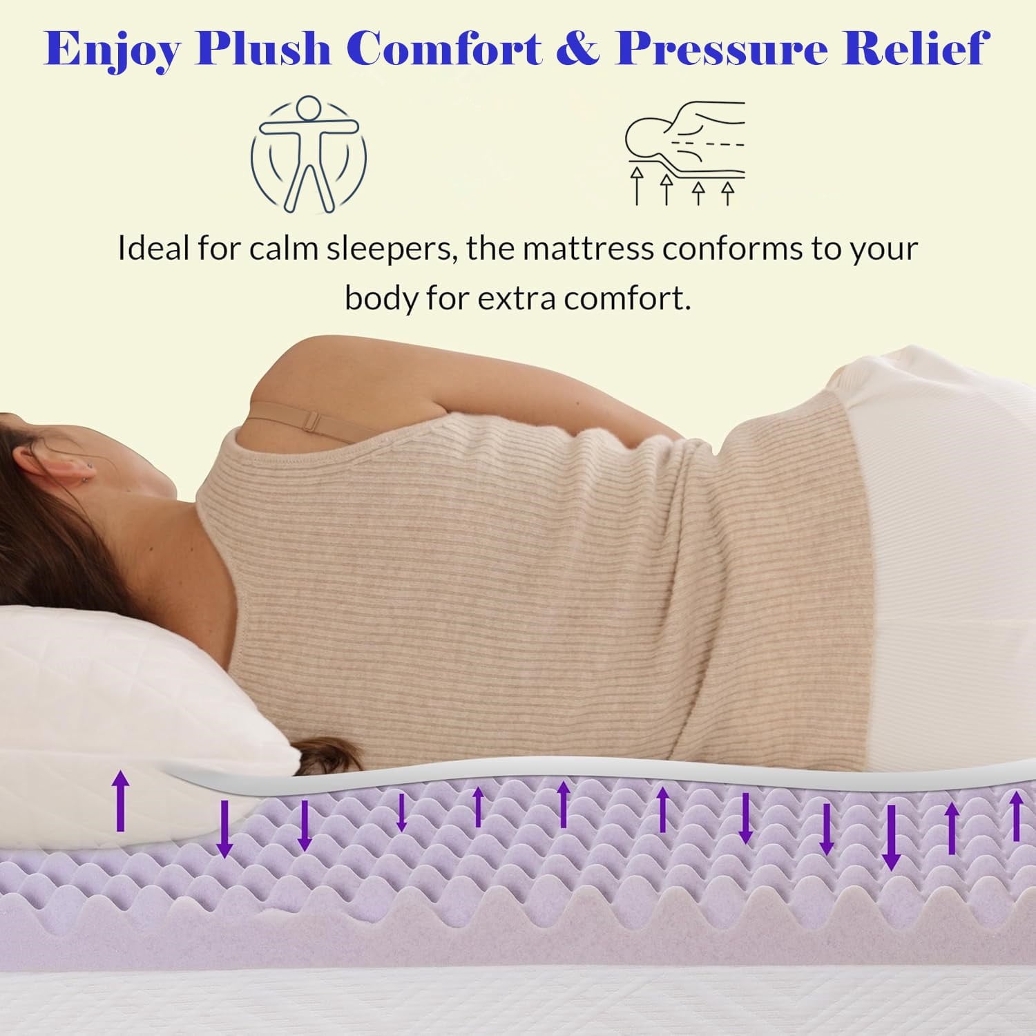 Twin XL Mattress Topper, 2 Inches Memory Foam Mattress Topper,Pressure Relief for Back Pain
