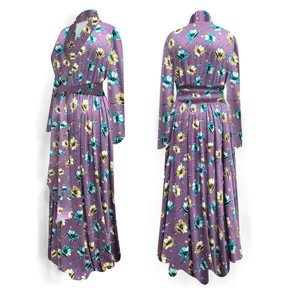 Small Women Kimono Robes Long Jersey Bathrobe Lightweight Ultra Soft Sleepwear Lavender Essence Floral Print
