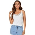 thumbnail image 1 of Camiseta sin mangas con cuello en V para mujer con tirantes finos y encaje Ormromra, 1 of 1