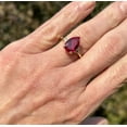 thumbnail image 3 of Natural 14K Yellow Gold Plated Ruby Engagement ring, ruby ring, pear cut red gemstone, July birthstone, sterling silver ring, 3 of 3