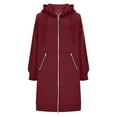 thumbnail image 2 of Outerwear for Women New Zip up Hoodies for Women Long Sleeve Tunic Hooded Sweatshirts Casual Warm Fleece Jackets with Pockets Wine S, 2 of 5