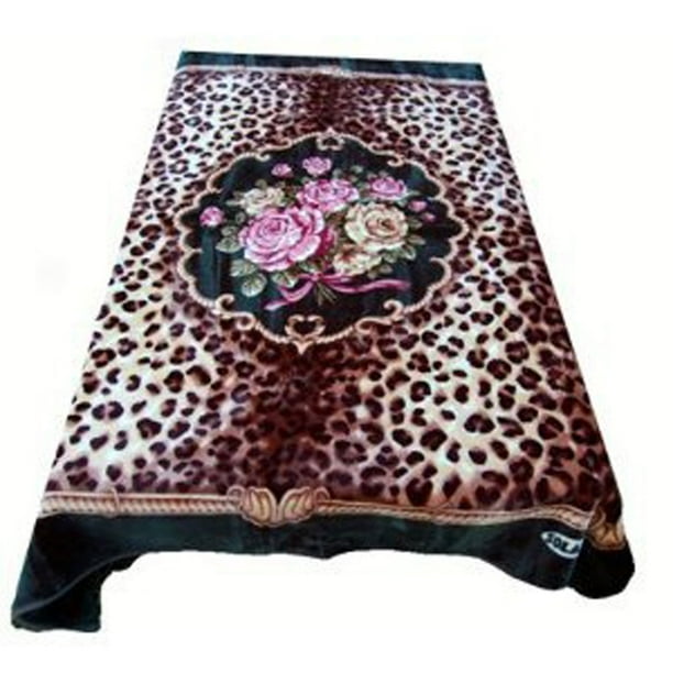 New Solaron King Size Flower Leopard Korean Mink Blanket