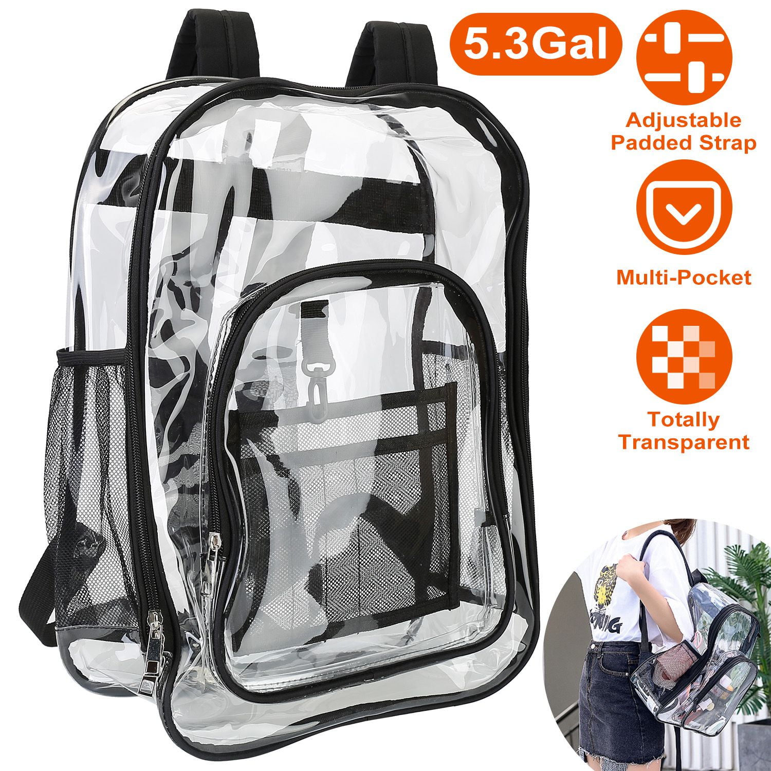 NPolar Heavy Duty Clear Backpack See Through Backpacks Transparent