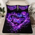 thumbnail image 2 of Castle Fairy Flying Purple Butterfly 4 Pieces Queen Sheet Sets for Teens Women Girls,Love Heart Print Ultra Soft Flat Sheet,Romantic Vintage Queen Fitted Sheet,Breathable Home Decor, 2 of 7