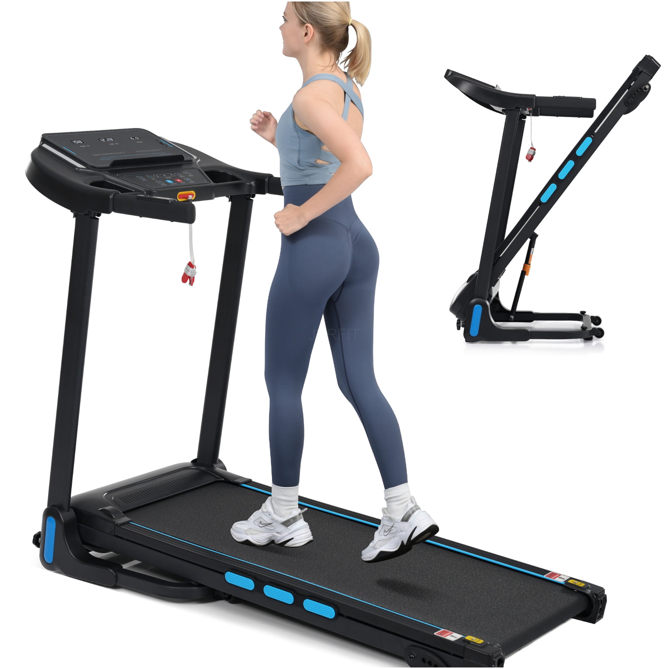JERFIT Auto-Folding Electric Treadmill for Home, 3.5HP Powerful Motor, 350lbs Capacity, 10MPH Speed, 6% Manual Incline, Bluetooth Speaker, USB/Type-C Charging, Heart Rate Monitoring