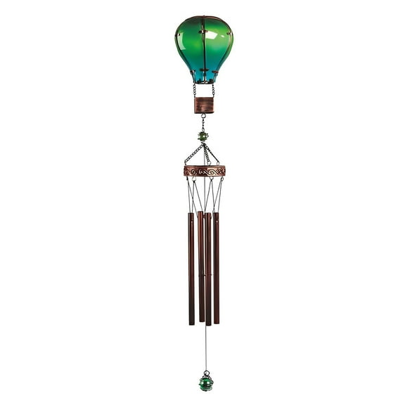 FC Design 36" Long Green and Blue Glass Air Balloon Wind Chime Statue Sculpture Ornament Decoration Home/Room/Garden Decor and Unique Gift Ideas for Housewarming, Holidays and Birthdays