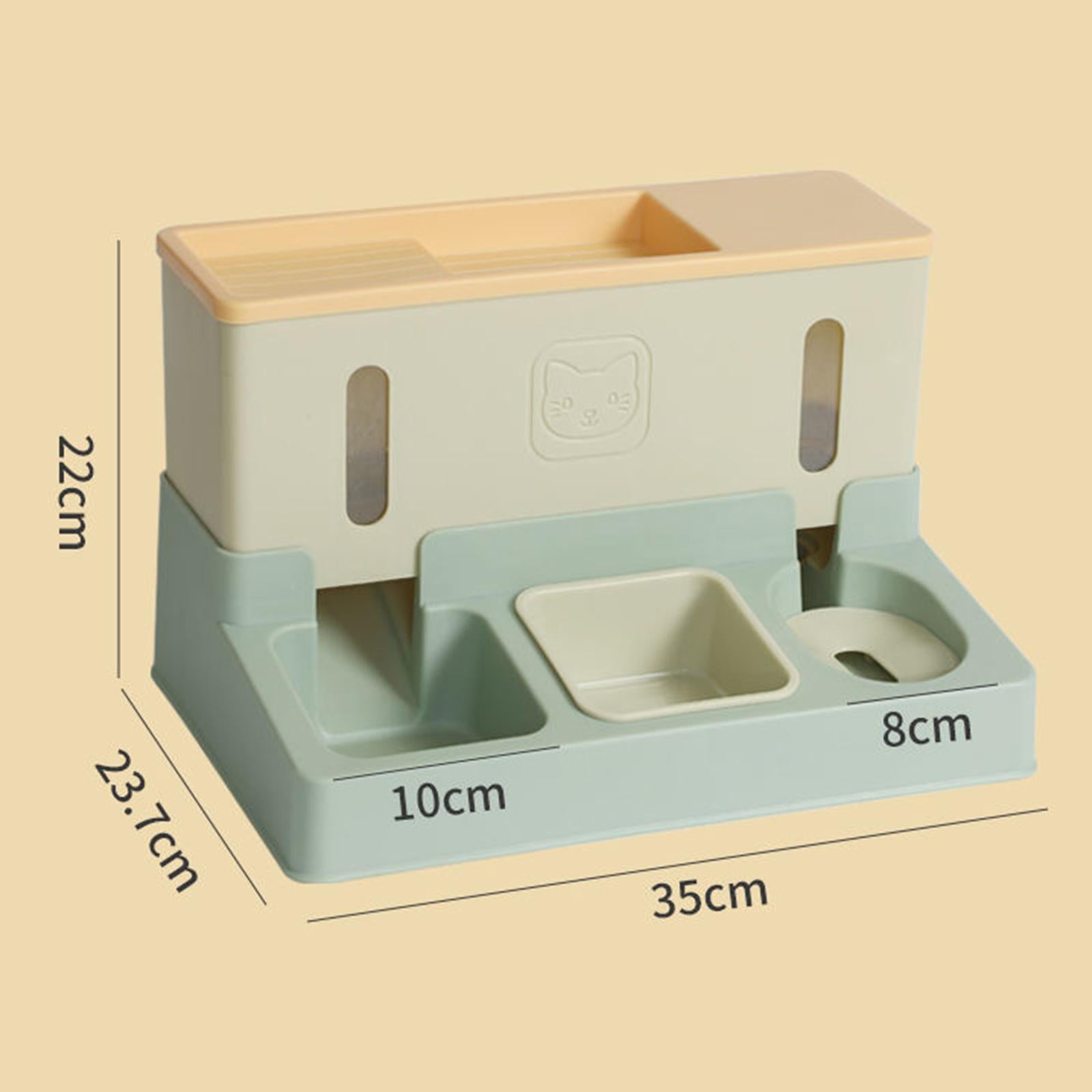 Automatic Cat Feeder Feeding Station with Transparent Window Durable Portable Dog Food Dispenser for Kitten Rabbits Puppy Small Animals Dogs Green