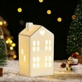thumbnail image 6 of Christmas Village House Red Roof LED Lighted Village Set Mini Christmas Tree Ceramic House Winter Accessories Ornament for Xmas Desktop Decor, 6 of 6