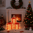 thumbnail image 2 of Set of 3 Christmas Lighted Gift Boxes,3D Texture Pattern Light Up Present Box Ornament with Bowknot,8 Modes Pre lit Presents Christmas Boxes for Indoor Outdoor Holiday Xmas Decorations, 2 of 6