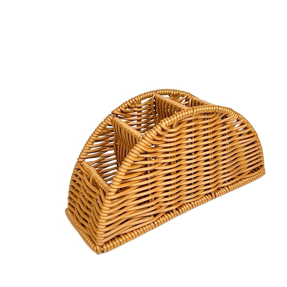 Faux Rattan Divided Storage Basket, Remote Control Organizer Tray Bin, Woven Desktop Caddy Container, for Living Room Office Shelf Coffee Table Sundries Organization
