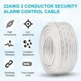 thumbnail image 4 of wqlpp-22 AWG 2 Conductor Stranded Shielded Plenum Cable 50FT 22/2 Shielded Wire White CL3P Jacket for Security/Alarm/Access Control/Sound, 4 of 4