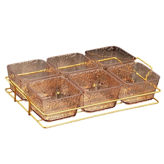 Plato de servicio dividido Placa de fruta seca Organizador de almacenamiento de alimentos Bandeja para el aperitivo de nuez de dulces extraíbles para con 6 tazones