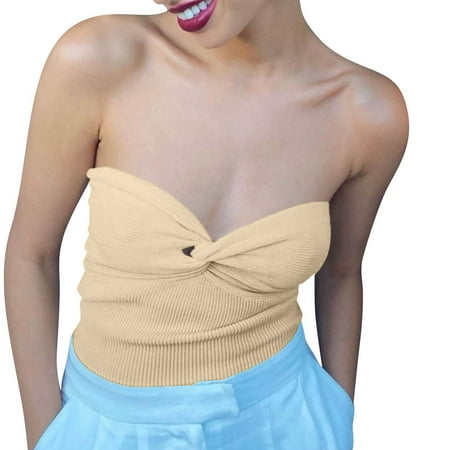 

Womens Knotted Bra Knitted Vest Sleeveless Crop Top Solid Color Pullover Sweater Vest Bunny Sweater Vest Gold M