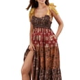 thumbnail image 5 of Mevireiy Women Y2K Flowy Smocked Maxi Dress Sleeveless Tie Shoulder Boho Floral Beach Sundresses, 5 of 8
