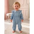 thumbnail image 5 of Loicainy Infant Baby Girl Fall Romper 3 6 12 18 Months Ruffle Long Sleeve Doll Collar Lace Trim Jumpsuit, 5 of 9
