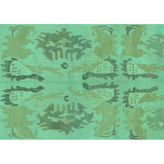 Ahgly Company Indoor Rectangle Oriental Turquoise Blue Modern Area Rugs, 3' x 5'