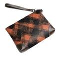 thumbnail image 3 of Leather Clutch 8 X 5. 5 In Wrist Strap And Hand Bag Easy To Carry Lightweight Waterproof And Durable Argyle Plaid Darksalmon_1, 3 of 6