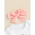 thumbnail image 5 of Bagilaanoe 3pcs Newborn Baby Girl Shorts Set Short Sleeve Letter Print Romper Tops + Shorts + Headband 3M 6M 12M 18M Infant Casual Summer Clothes, 5 of 8