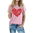 thumbnail image 4 of Virmaxy Womens Short Sleeve Round Neck Shirts Valentine's Day Print T- Fashion Comfortable Female Blouses Tops Pink M, 4 of 5