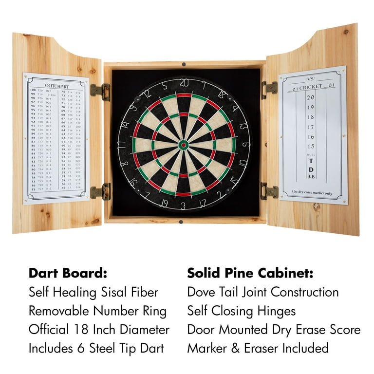 Coca-Cola 6 Pack Dart Board Cabinet Set with 6 Steel Tip Darts