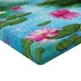 thumbnail image 2 of Ambesonne Nature Fitted Sheet, Fantasy Pond Water Lily, Twin Size, Aqua Pink Green, 2 of 3