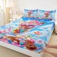 thumbnail image 3 of jejeloiu Colorful Doughnut Cake Twin Sheet Sets,Sweet Dessert Bedding For Girls Boys 3 Pieces, 3 of 7
