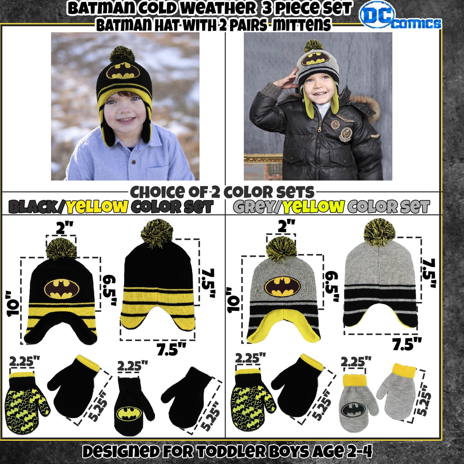 Batman Boys 2 Piece Knit Hat and Mittens Set