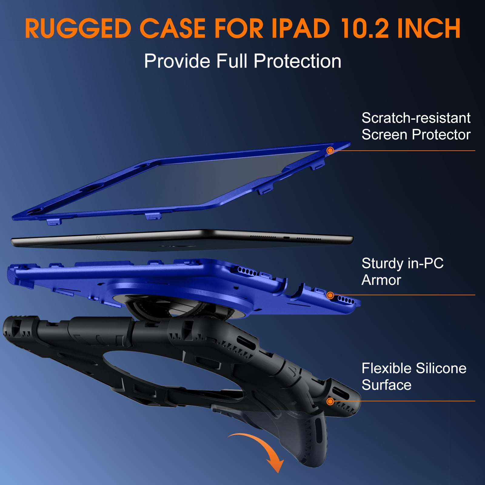 GEAK Compatible with Apple iPad 9th/8th/7th Generation 10.2 inch Case Cover with Screen Protector