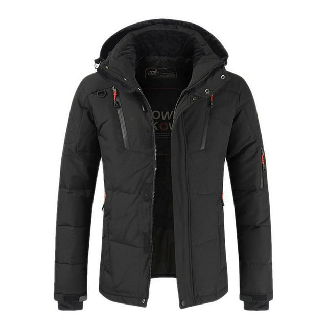 Minnieouse Poliéster Manténgase a la moda y cálido Chaqueta acolchada con capucha cálida Chaquetas acolchadas gruesas con capucha cálidas Abrigos y chamarras negro 3XL