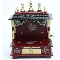 Homecrafts Wooden Home Temple/ Pooja Stand/ Home mandap/ mandapam/ Pooja mandir Open(Color-Maroon) Medium Size- 18x12x24 Inch