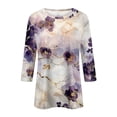 thumbnail image 4 of ZOYXRO Womens 3/4 Sleeve Tops Dressy Casual Crew Neck T Shirts Summer Marble Print Elbow Sleeve Tunic Tops Basic Loose Tunic Blouse Light Purple XL, 4 of 5