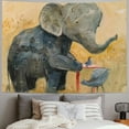 thumbnail image 2 of Orinice Elephant Baby Elephant Bird Tapestry Wall Hanging Unique Style Graphic Tapestries Home Wall Decor Art for Living Room Bedroom Apartment Farmhouse Dorm 50x40inch, 2 of 6