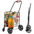 thumbnail image 1 of OUYAWEI Chariot Utilitaire Pliable et Rabattable avec Roues, Grand Panier de 22 Gallons, Roues Pivotantes à 360°, Base en Maille et Cadre Durable pour Magasinage, Épicerie, Noir, 1 of 5