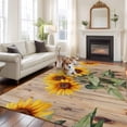 thumbnail image 2 of Summer Sunflower Area&nbsp;Rug 8x10ft Vintage Flower Wooden Board Non-Slip&nbsp;Washable Square&nbsp;Rugs Soft Felt Indoor Floor Mat for Bedroom Kitchen Living Room Bathroom, 2 of 9