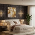 thumbnail image 3 of Fahomiss Modern Curved Acoustic Wood Slat Wall Panels 4-Pack 24"x24", Walnut 3D Tiles, 3 of 10