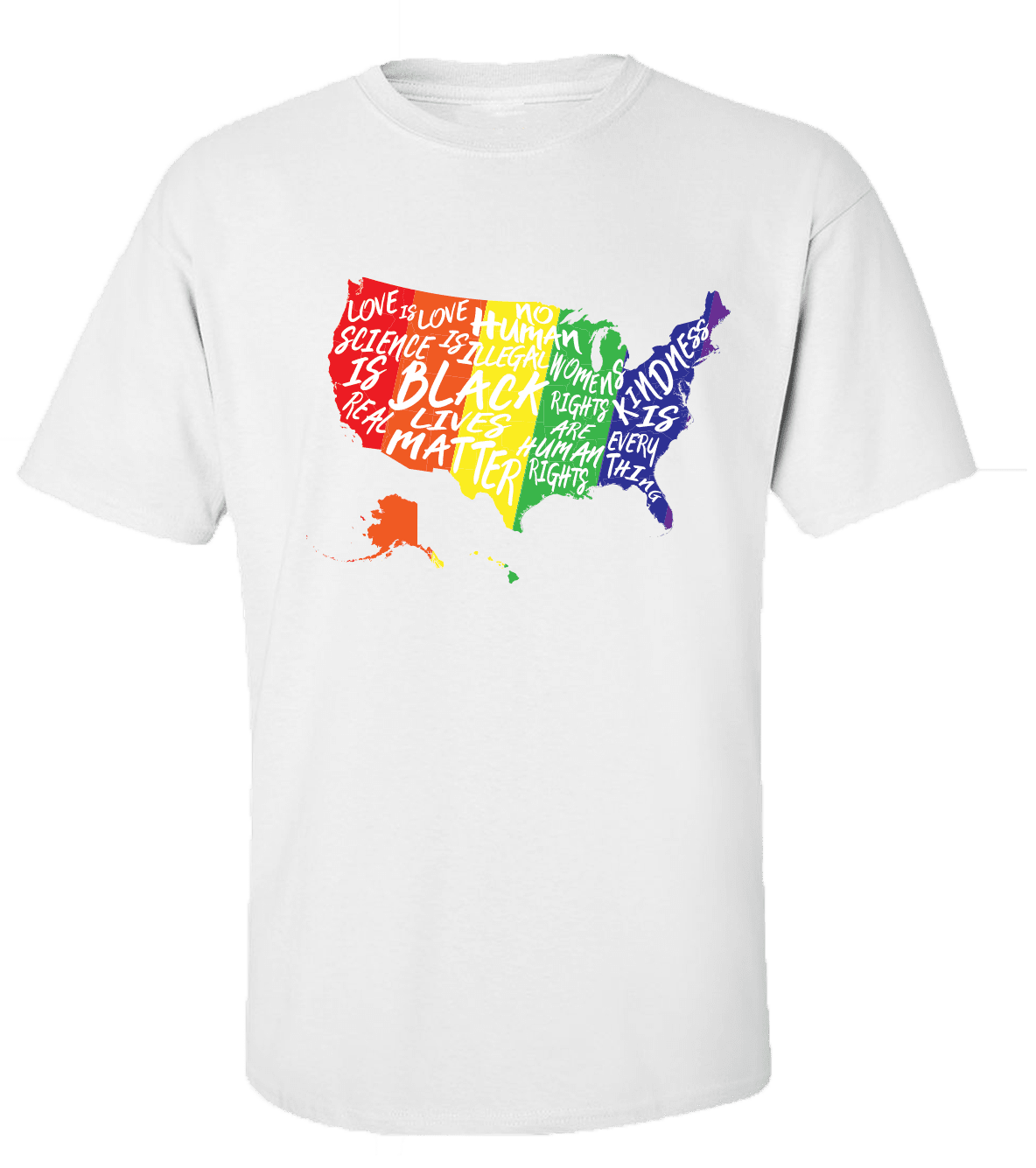 Rainbow United States of America Equality Love Unity Short Sleeve T-shirt - Picture 15 of 18